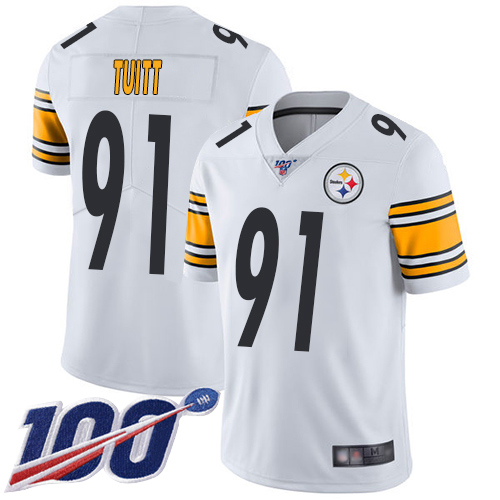 Youth Pittsburgh Steelers Football 91 Limited White Stephon Tuitt Road 100th Season Vapor Untouchable Nike NFL Jersey